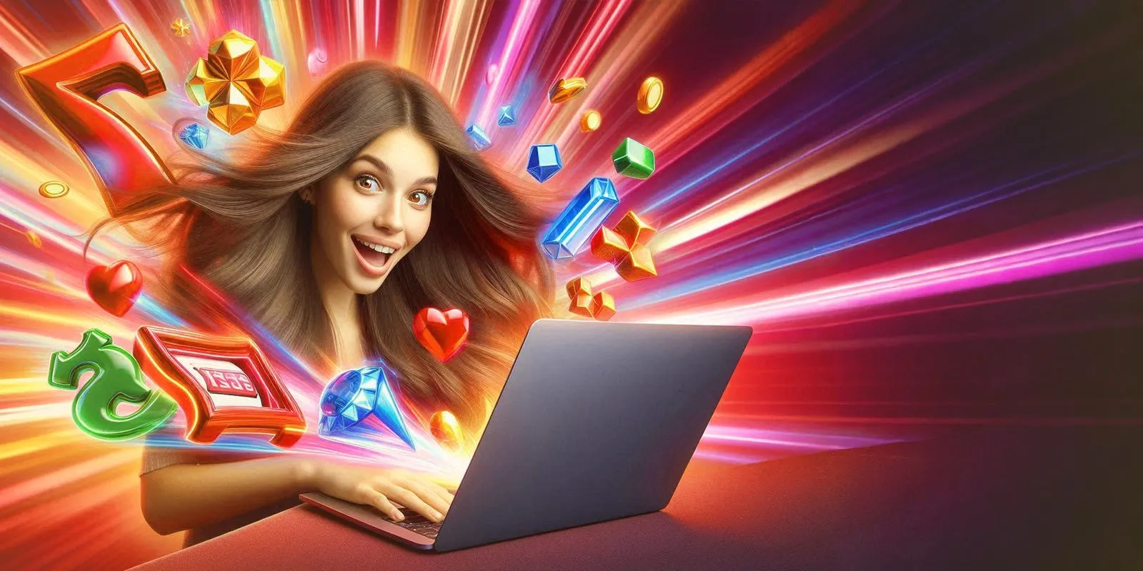 Woman Playing On Laptop