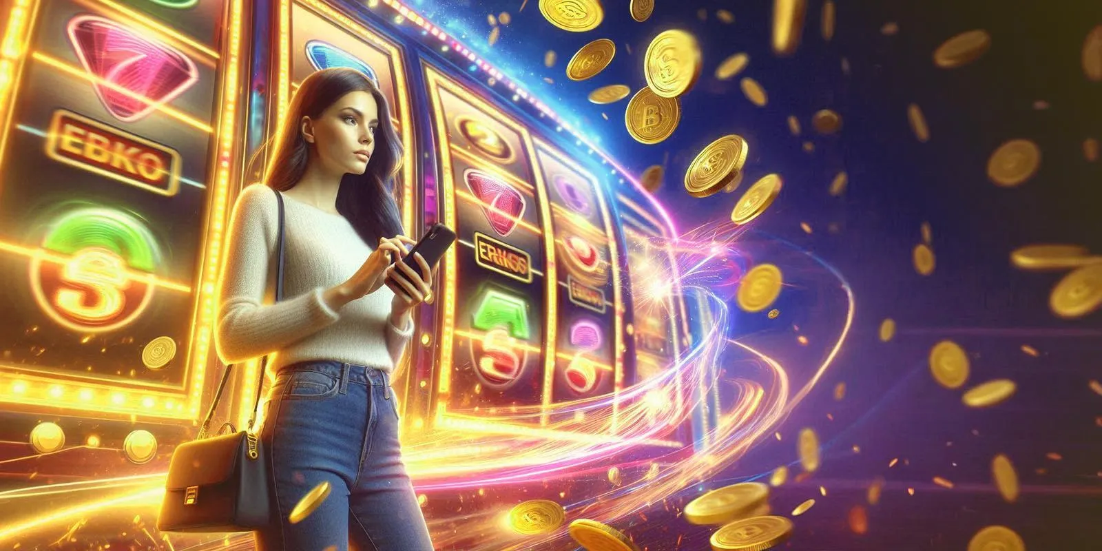 Woman In Casino With Lights
